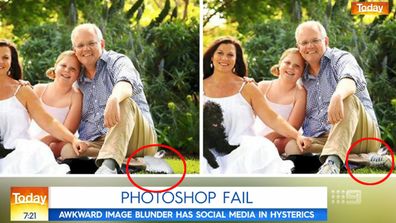 The two versions of the photos that appeared on Mr Morrison's website.