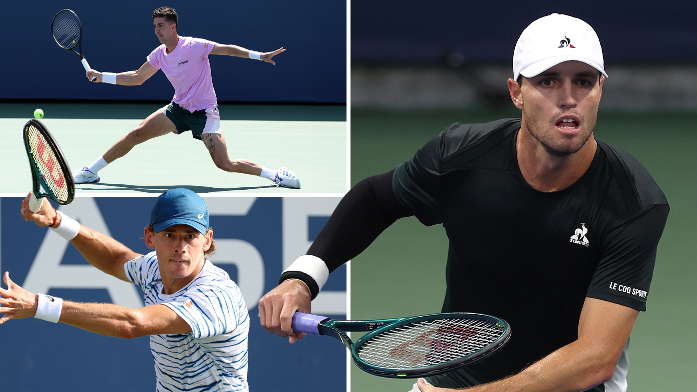 Clockwise from top left: Thanasi Kokkinakis, Chris O&#x27;Connell and Alex de Minaur.