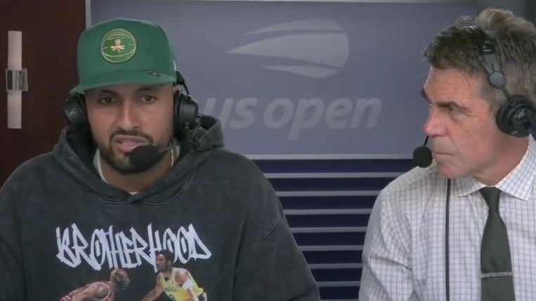 Nick Kyrgios in commentary for ESPN at the US Open.